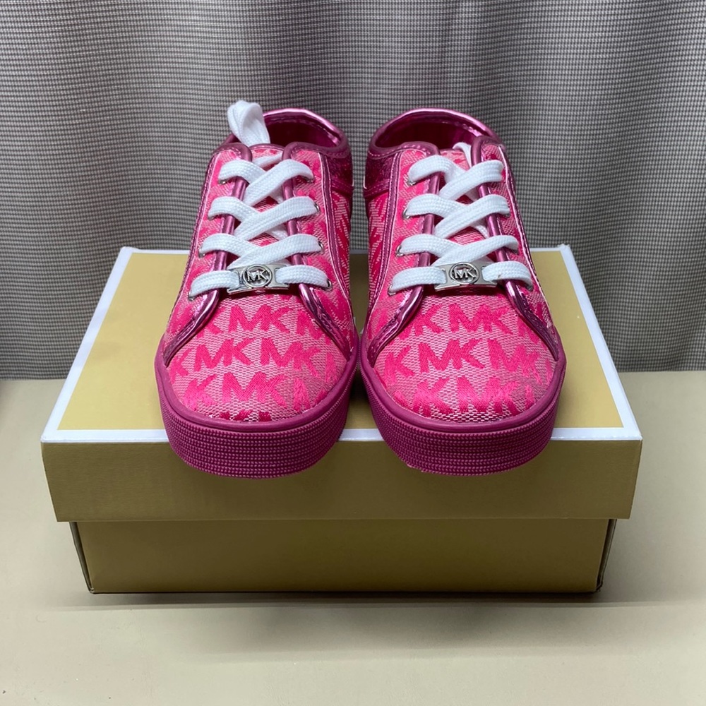 Michael Kors Fuchsia Lil Starla Lace Up Sneakers Size 12 Little Girls